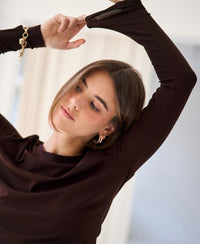 Luxe T-shirt lange mouw LA JANE Pure Choco