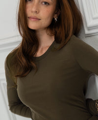 Luxurious long sleeve T-shirt LA JANE Olive Green