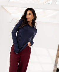 Luxurious long sleeve T-shirt LA JANE Navy