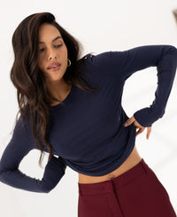 Luxurious long sleeve T-shirt LA JANE Navy