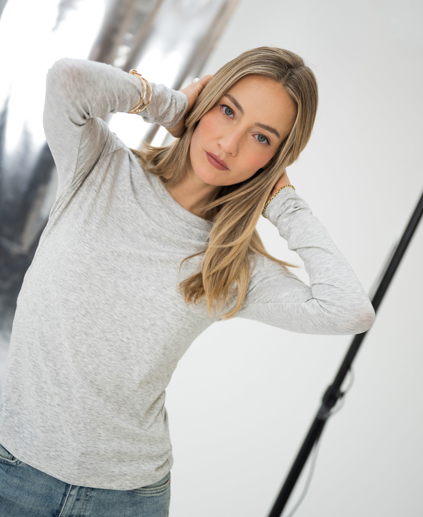 Luxury T-shirt long sleeve LA JANE Light gray