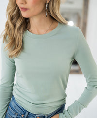 Luxury T-shirt long sleeve LA JANE Fog Green