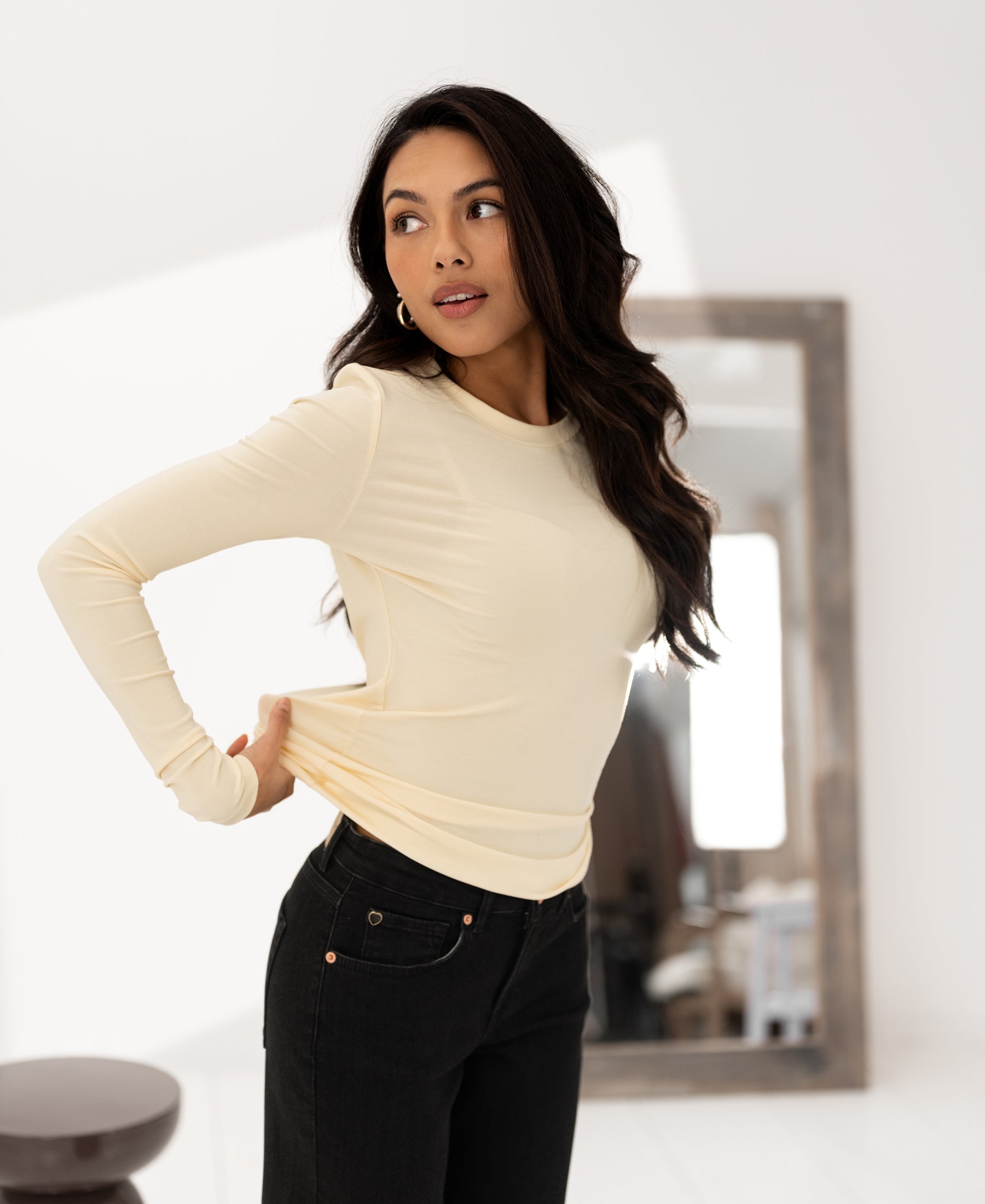 Luxe T-shirt lange mouw LA JANE Zacht geel