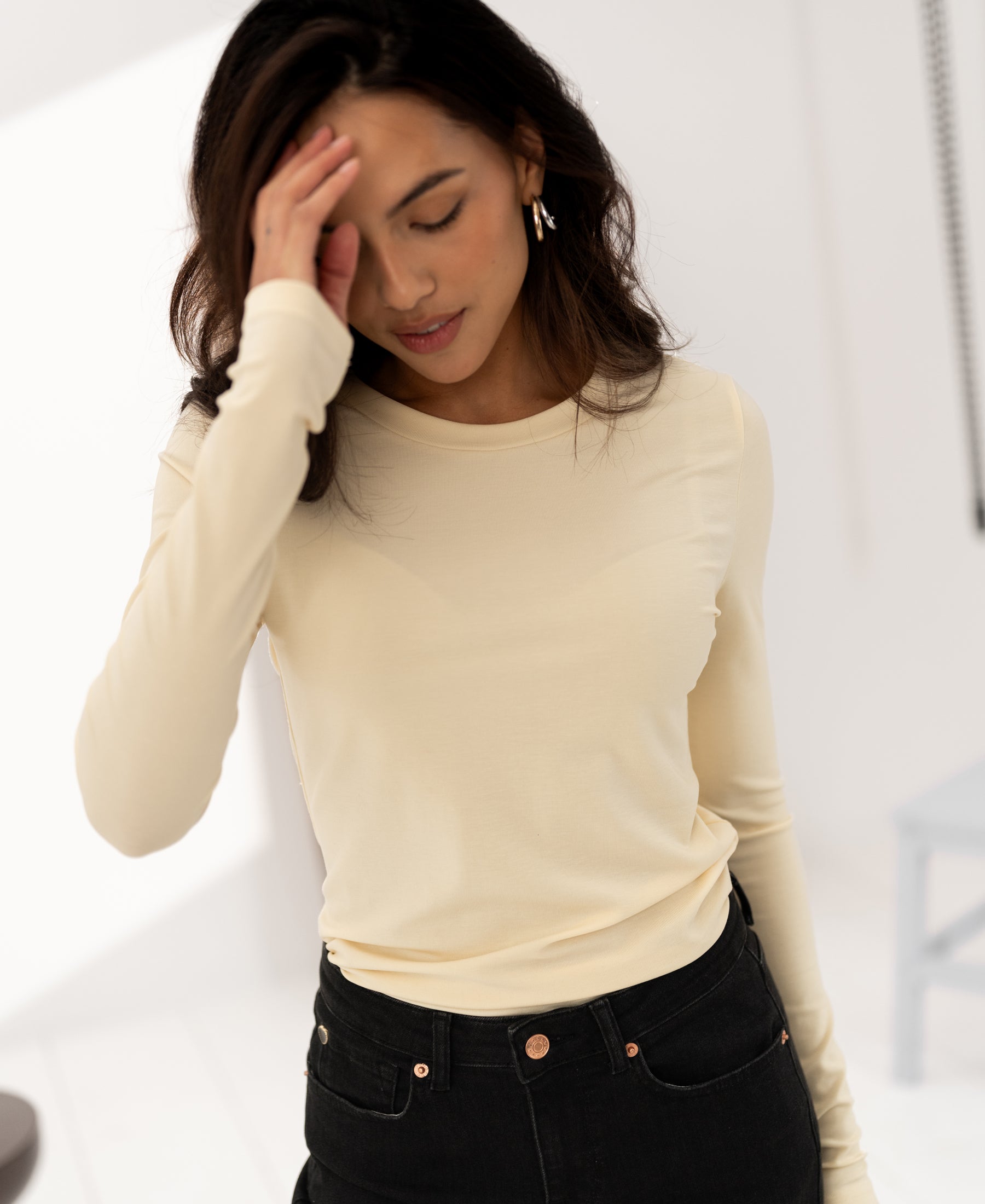 Luxe T-shirt lange mouw LA JANE Zacht geel