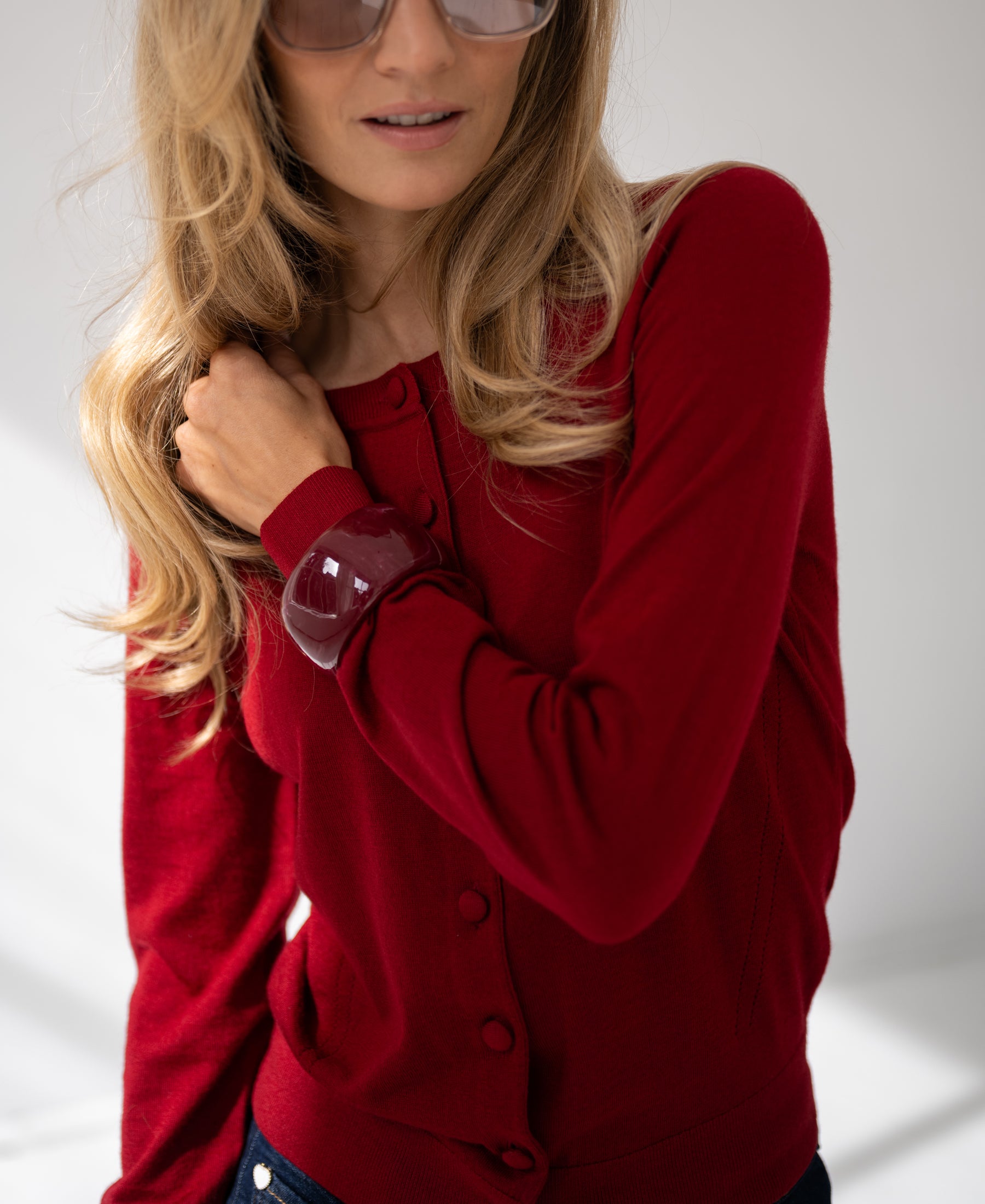 Merino vestje LA JULIETTE Donkerrood