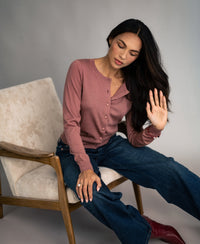 Merino-Strickjacke LA JULIETTE Altrosa