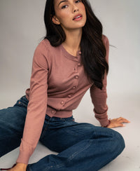 Merino-Strickjacke LA JULIETTE Altrosa