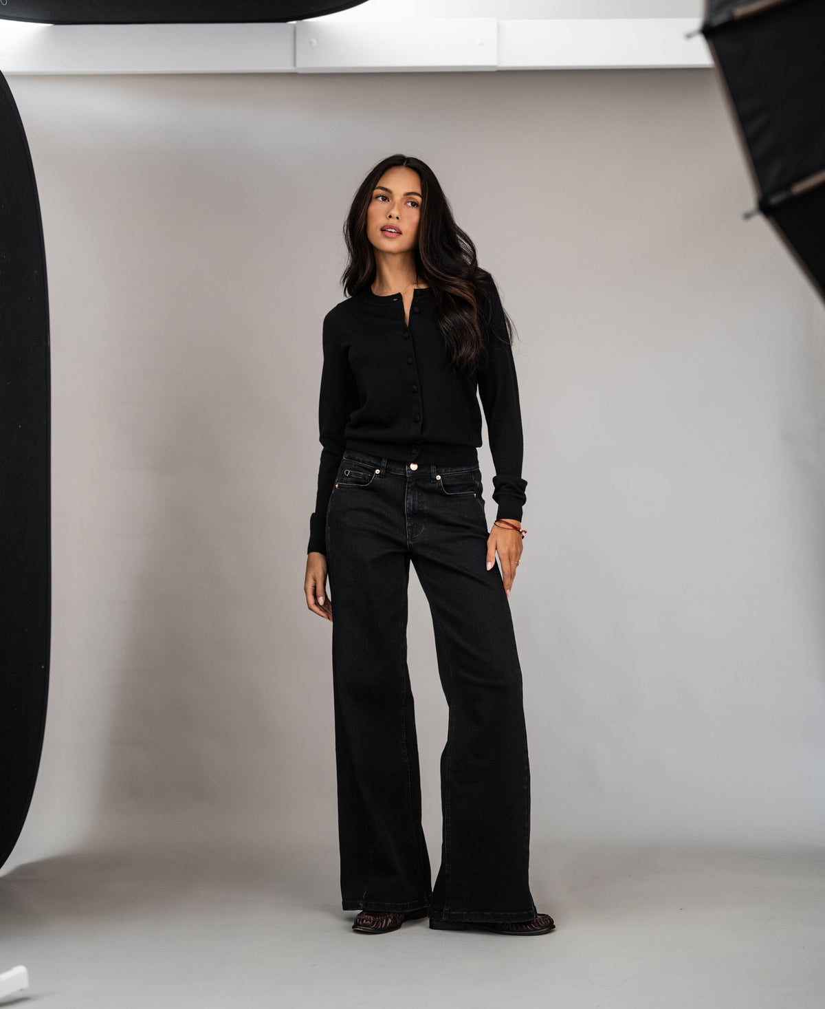 Wide leg jeans LE SPICE Black denim