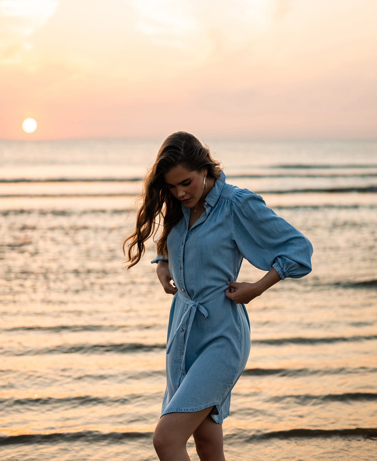bleached denim shirt dress Iro Paris Raffa Bleached Denim Mini Shirt Dress In Light Denim - 85% Off