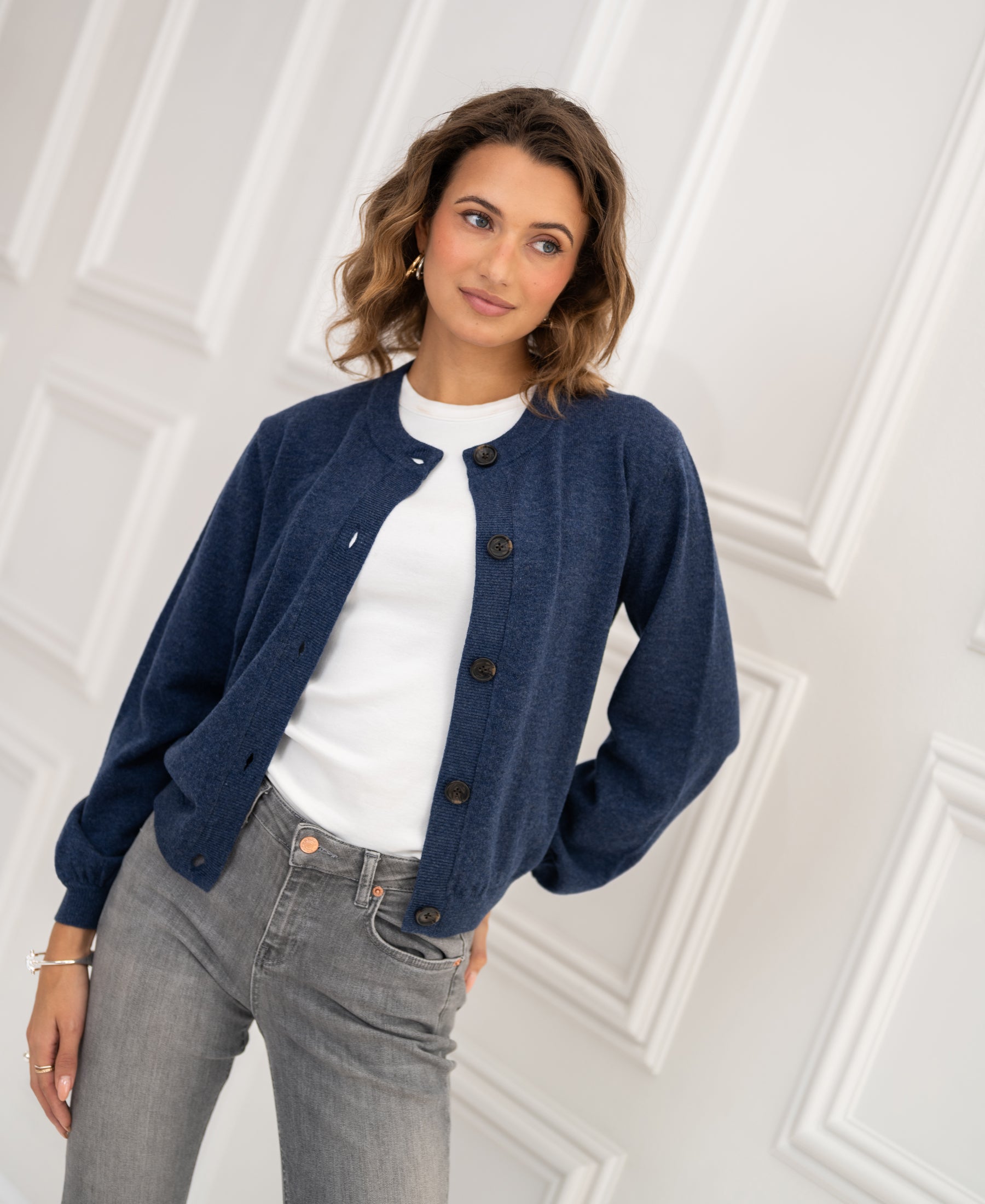 Vest ronde hals LA LEA Indigo blue