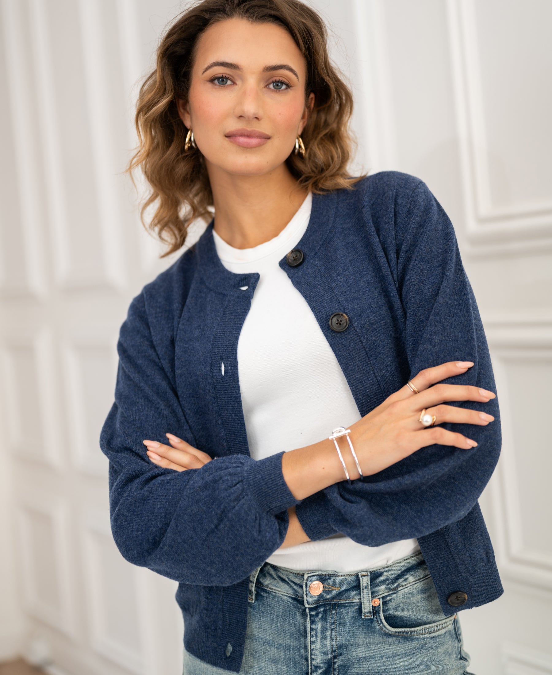 Vest ronde hals LA LEA Indigo blue