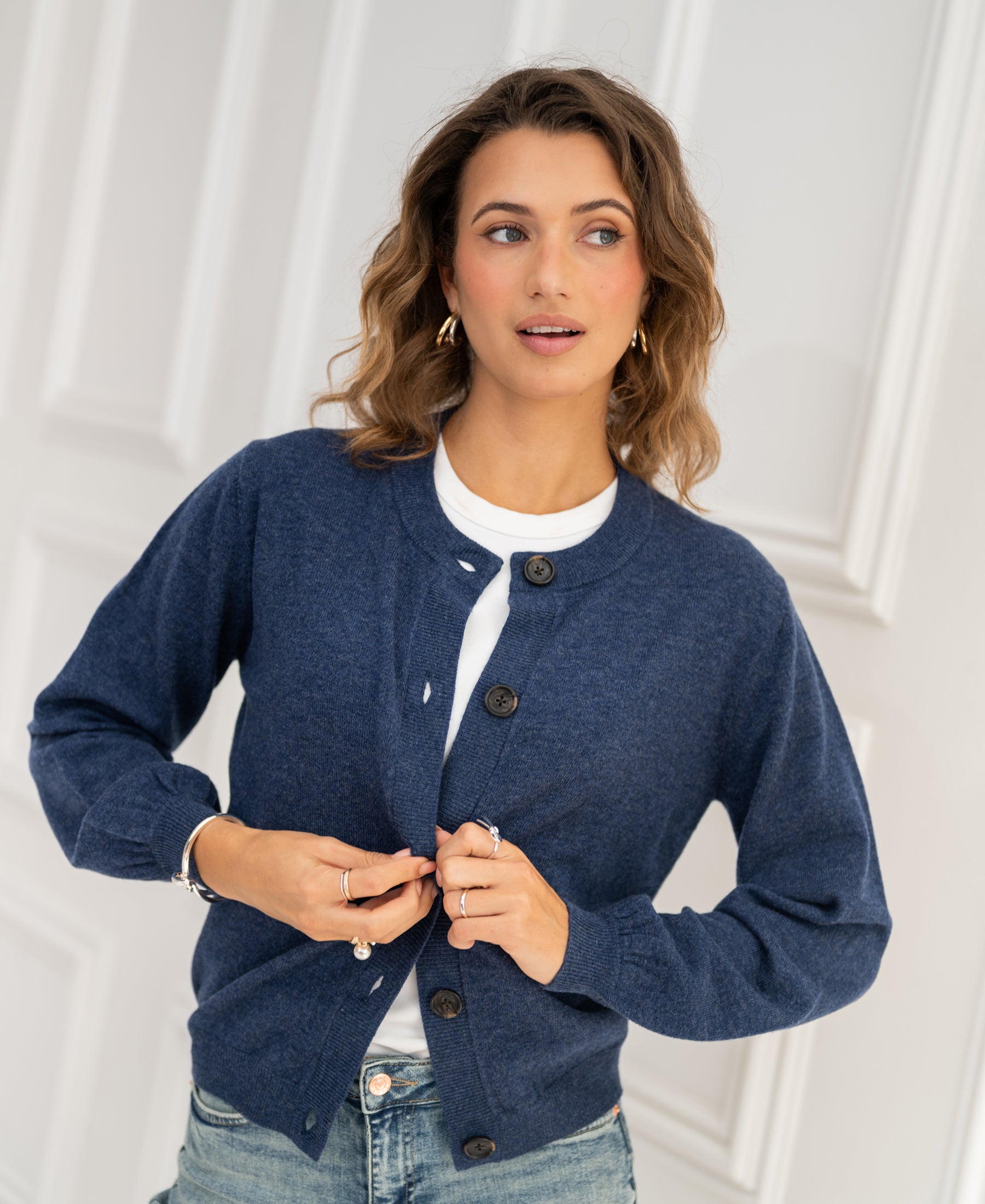 Vest ronde hals LA LEA Indigo blue