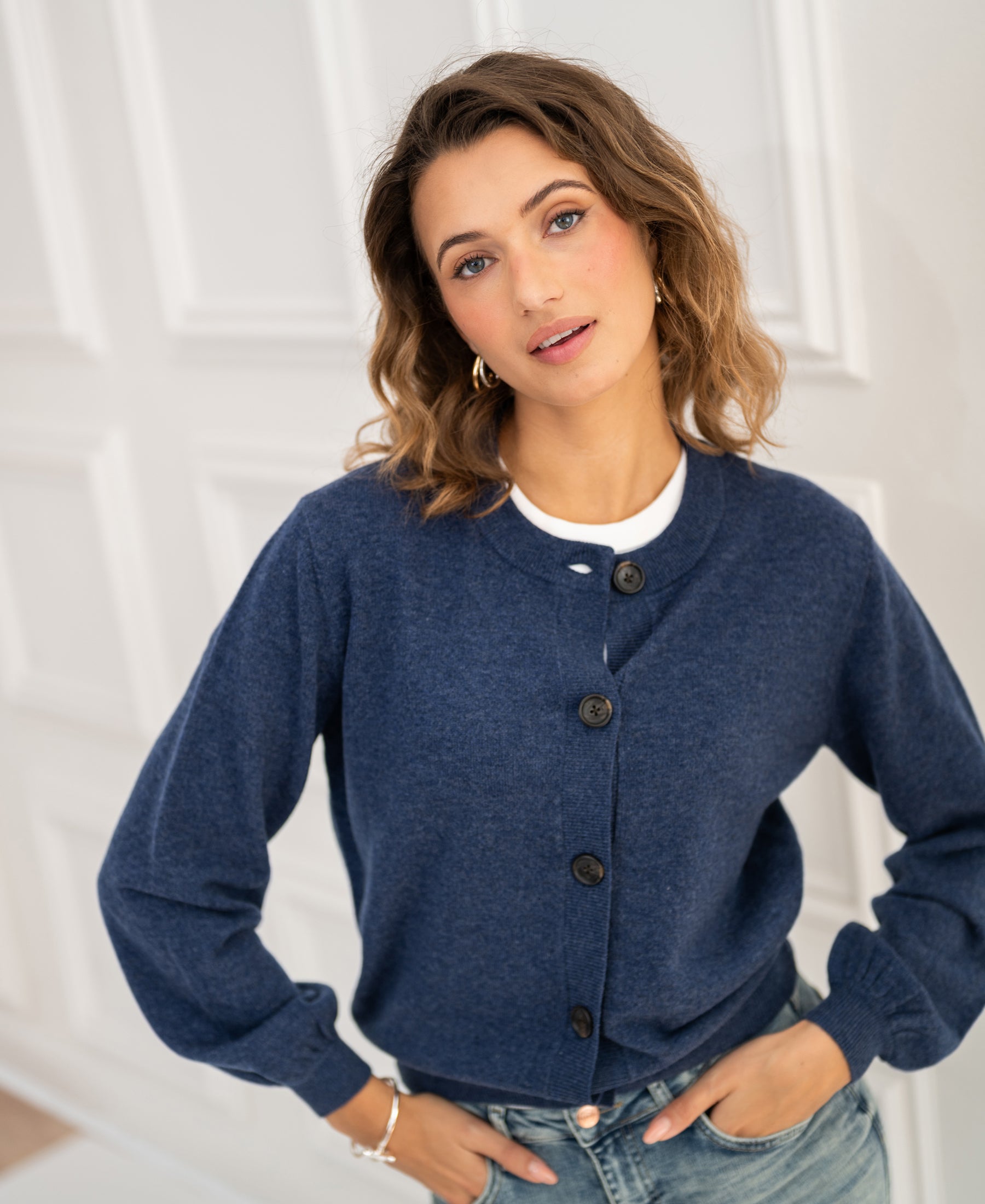 Vest ronde hals LA LEA Indigo blue