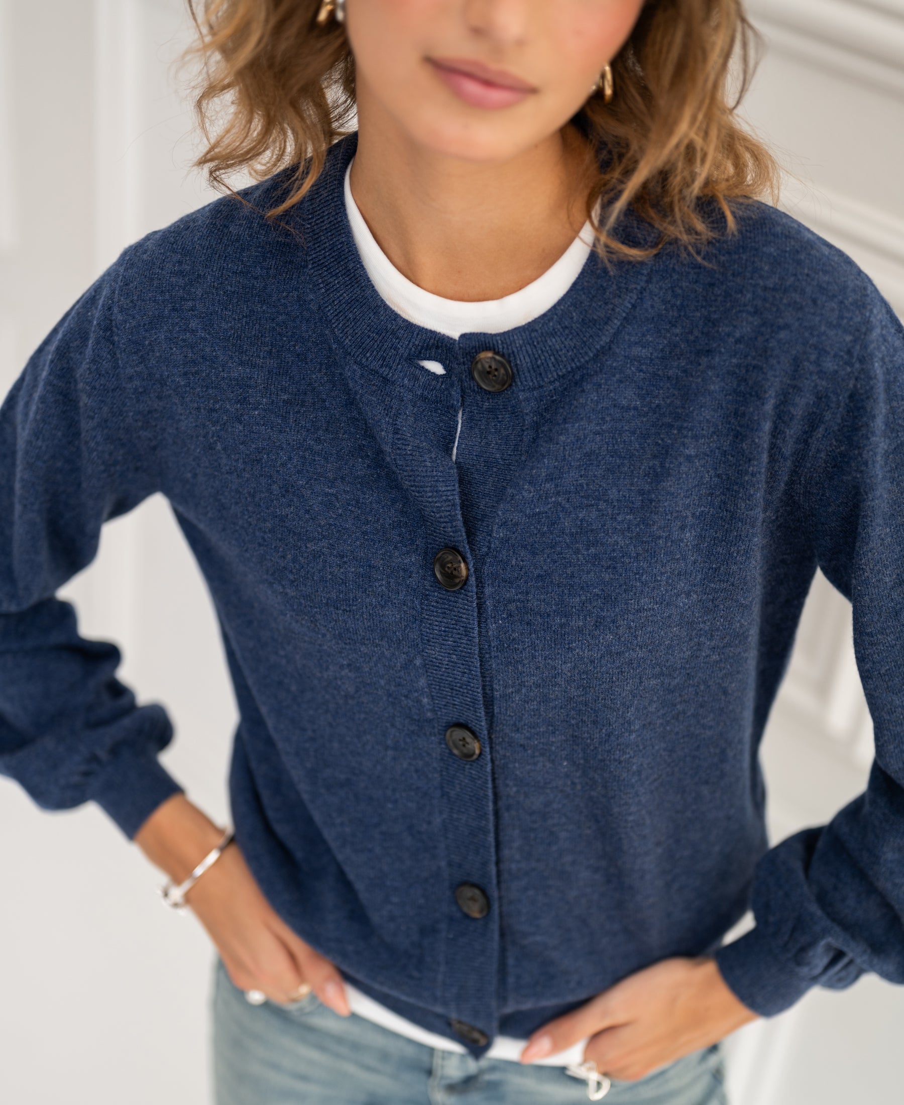 Vest ronde hals LA LEA Indigo blue