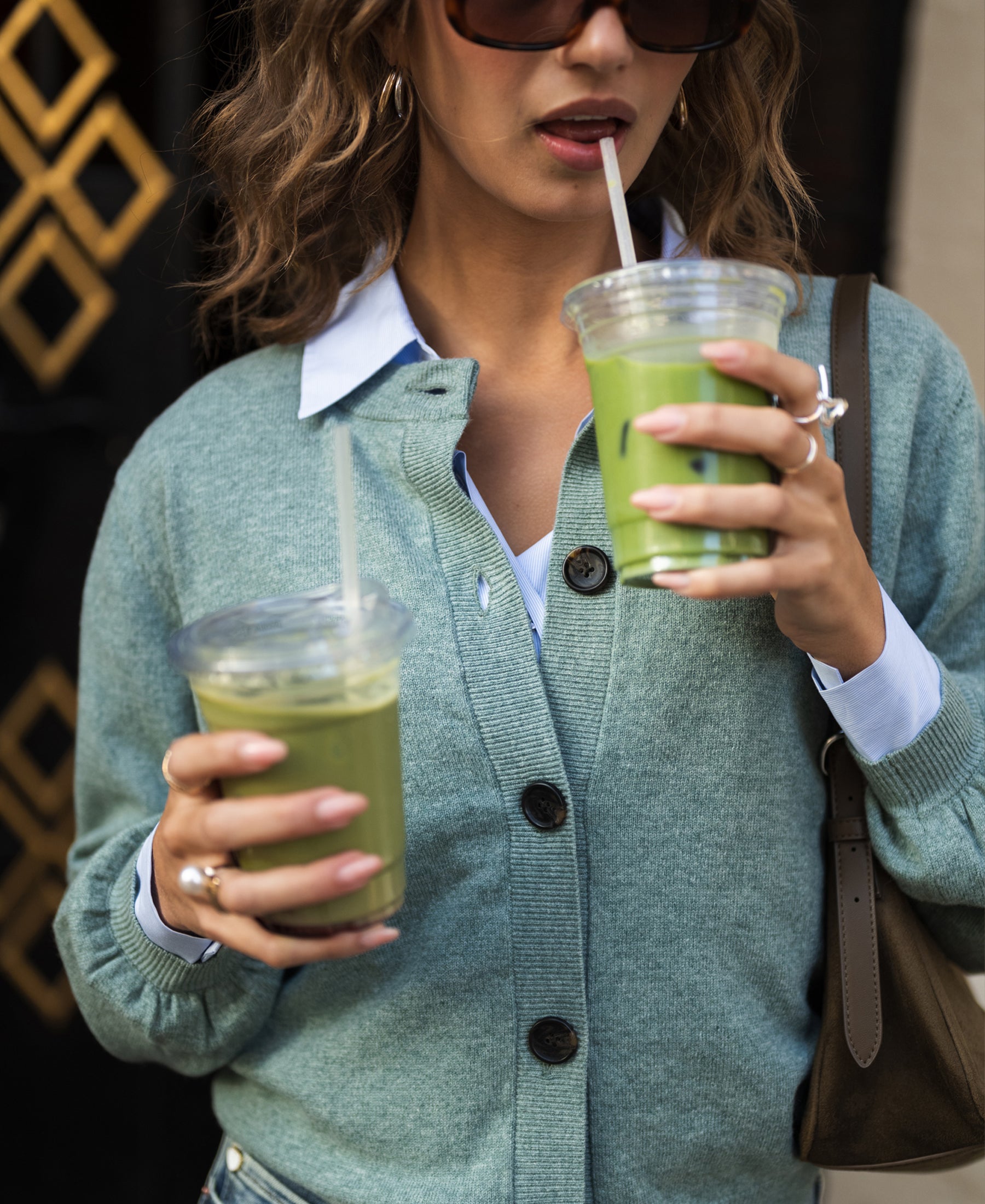 Cardigan round neck LA LEA Mist Green