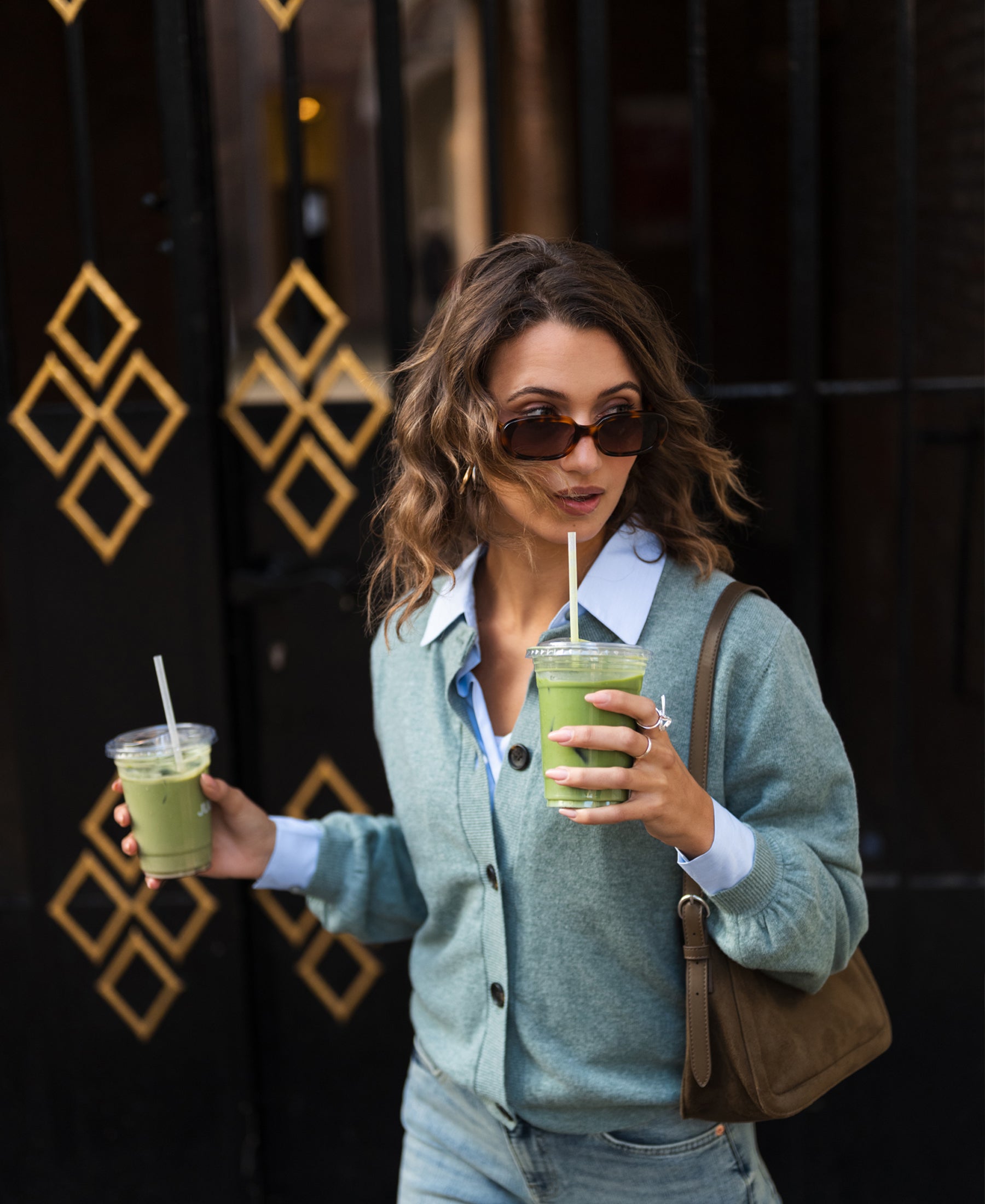 Cardigan round neck LA LEA Mist Green