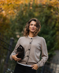 Cardigan round neck LA LEA Warm taupe