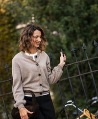 Cardigan round neck LA LEA Warm taupe