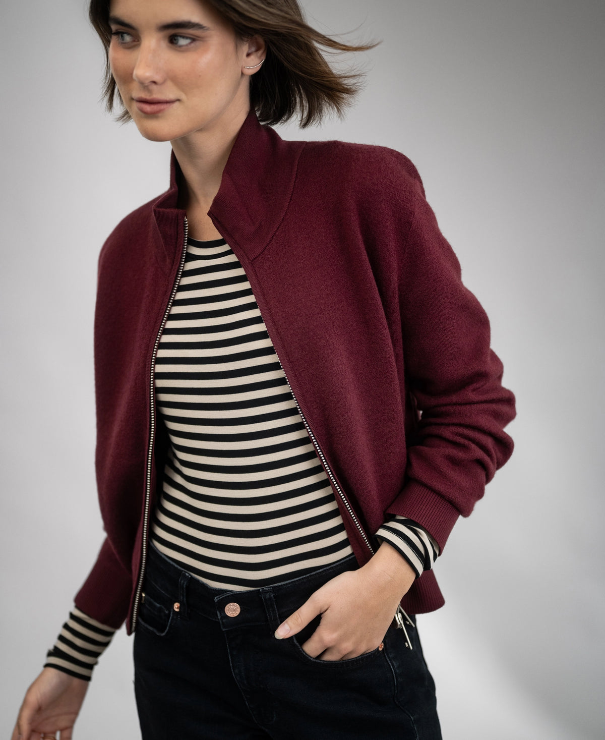 Merino bomber jacket LA MILA Dark Red