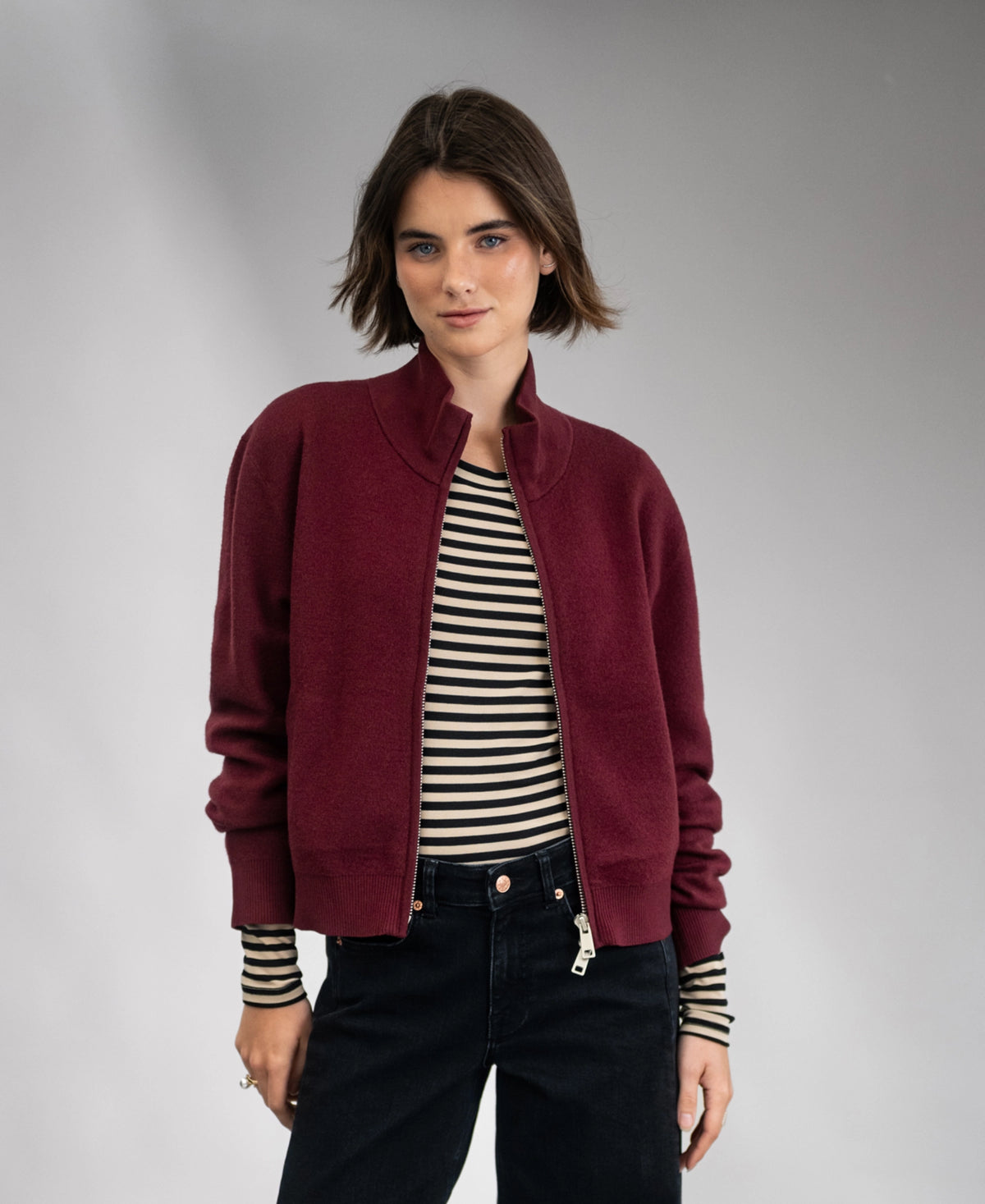 Merino bomber jacket LA MILA Dark Red