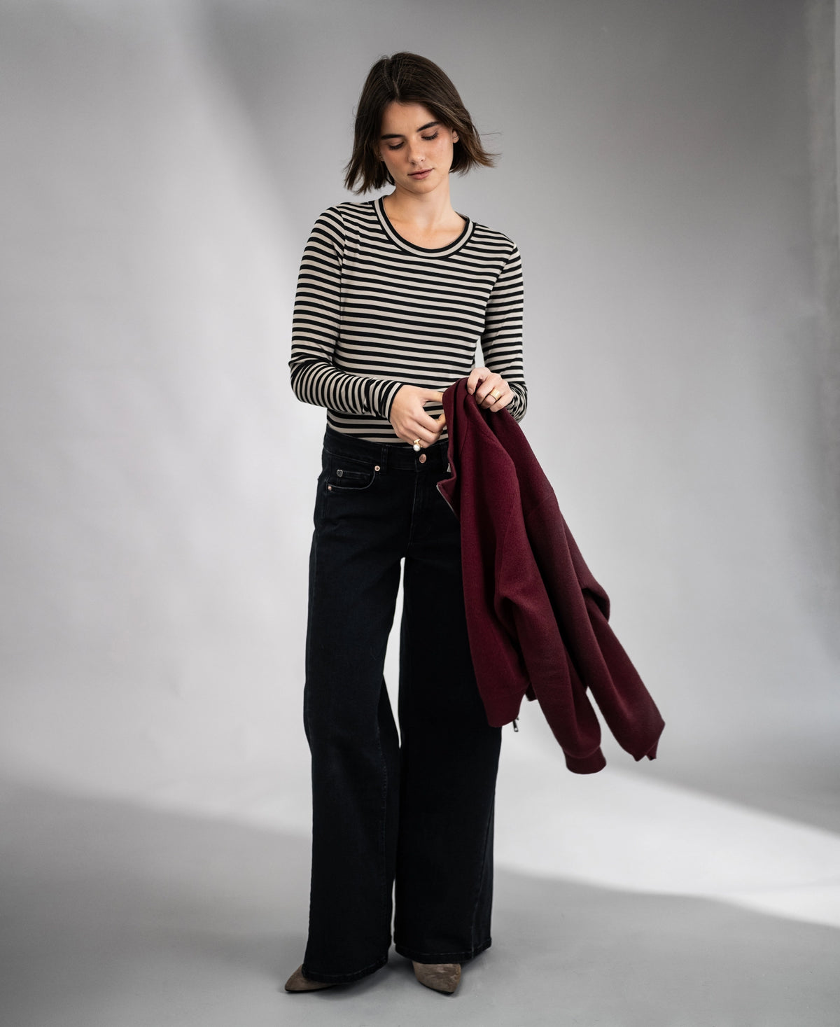 Luxurious Striped T-Shirt LA LENA Sand-Black
