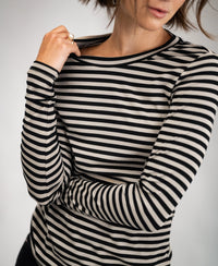 Luxurious Striped T-Shirt LA LENA Sand-Black
