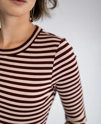 Luxurious Striped T-Shirt LA LENA Sand-wine