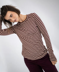 Luxurious Striped T-Shirt LA LENA Sand-wine