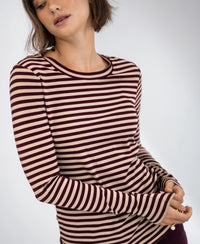 Luxurious Striped T-Shirt LA LENA Sand-wine