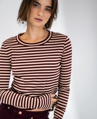Luxurious Striped T-Shirt LA LENA Sand-wine