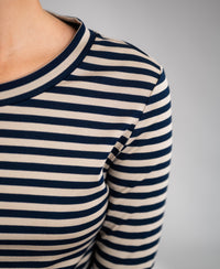 Luxuriöses gestreiftes T-Shirt LA LENA Sand-Dunkelblau