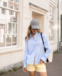 Oversized light blue blouse LE LILLE shown from the front.