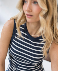 Gestreepte top LA LILY Denim-Ivoor