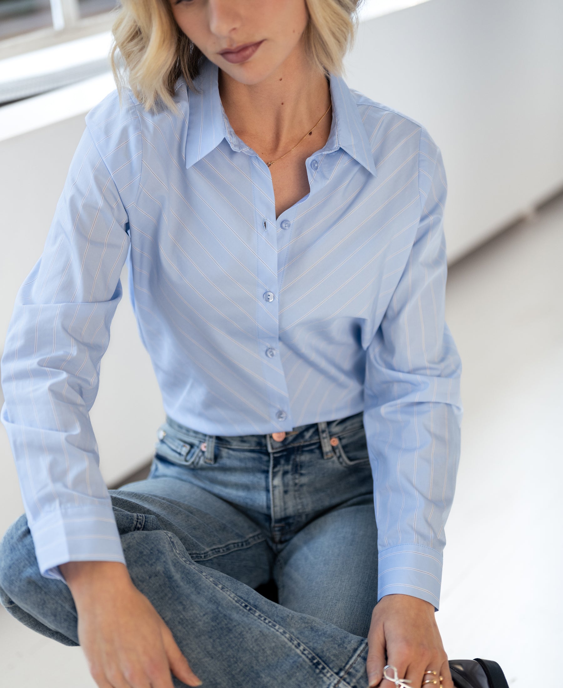 Gestreepte Blouse LA LOIRE Lichtblauw/Wit/Navy