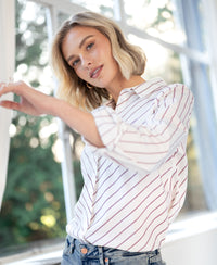 Gestreepte Blouse LA LOIRE Ivoorwit/Wijnrood