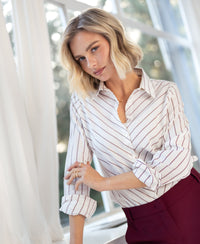 Gestreepte Blouse LA LOIRE Ivoorwit/Wijnrood