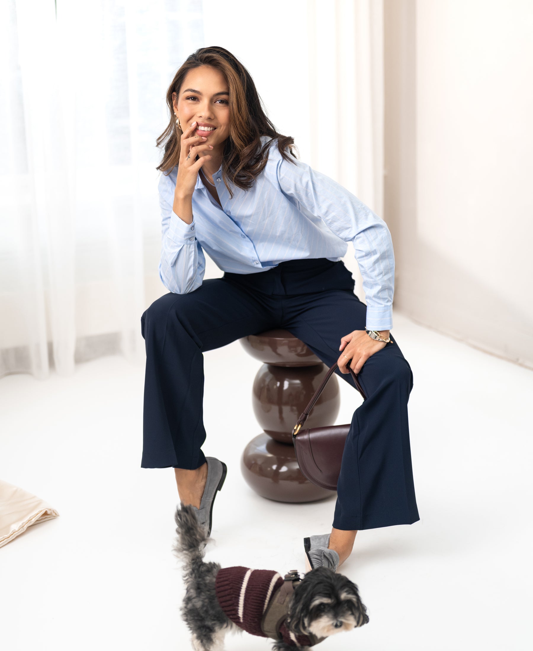 Gestreepte Blouse LA LOIRE Lichtblauw/Wit/Navy