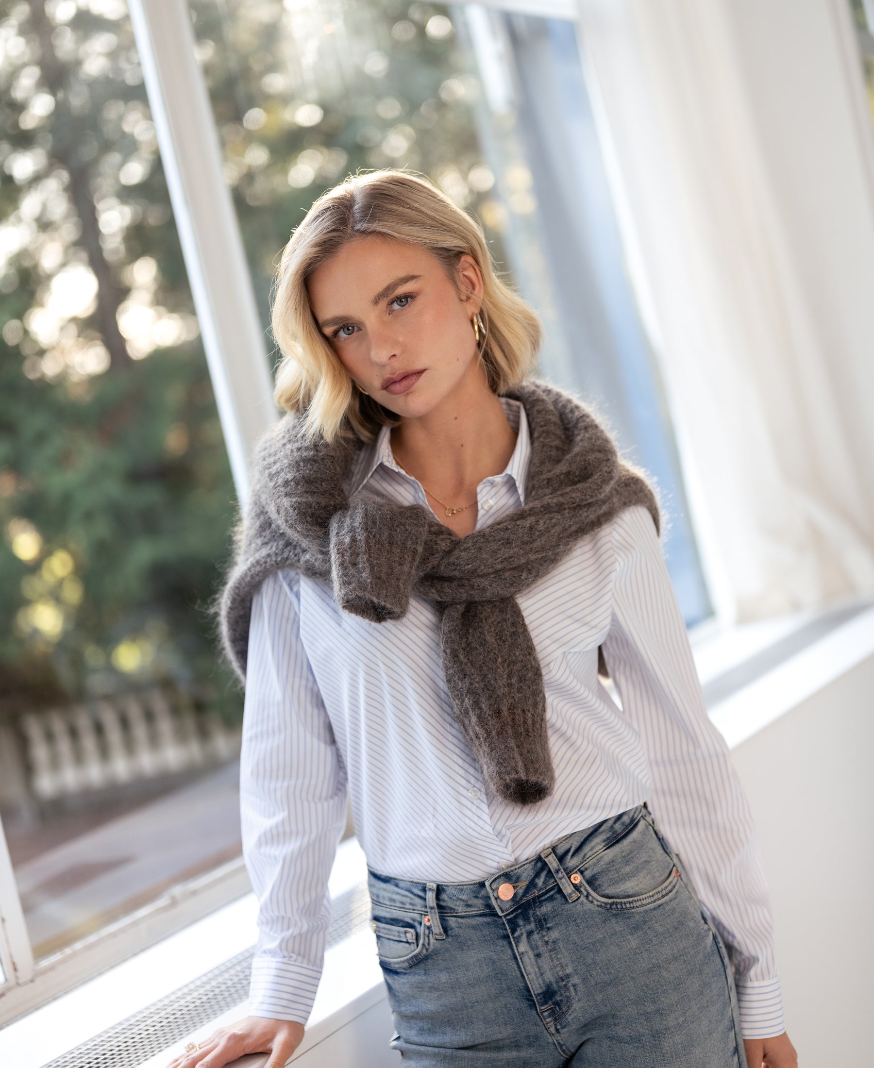 Gestreepte Blouse LA LOIRE Wit/Lichtblauw