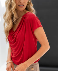 Waterfall neck top LA LUCA Red