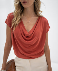 Top mit Wasserfallausschnitt LA LUCA Terracotta