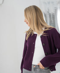 Merino cardigan LA LYON Cassis