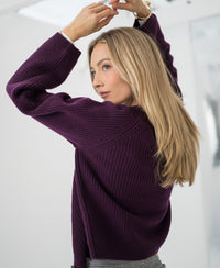 Merino cardigan LA LYON Cassis
