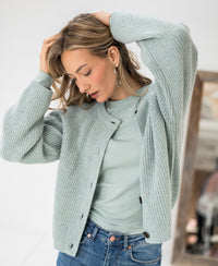 Merino cardigan LA LYON Fog Green