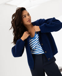 Merino cardigan LA LYON Navy
