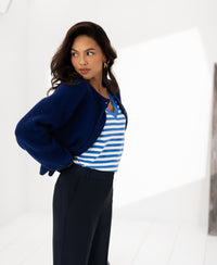 Streepjes shirt V-hals LA MAYSA Blauw-ivoor