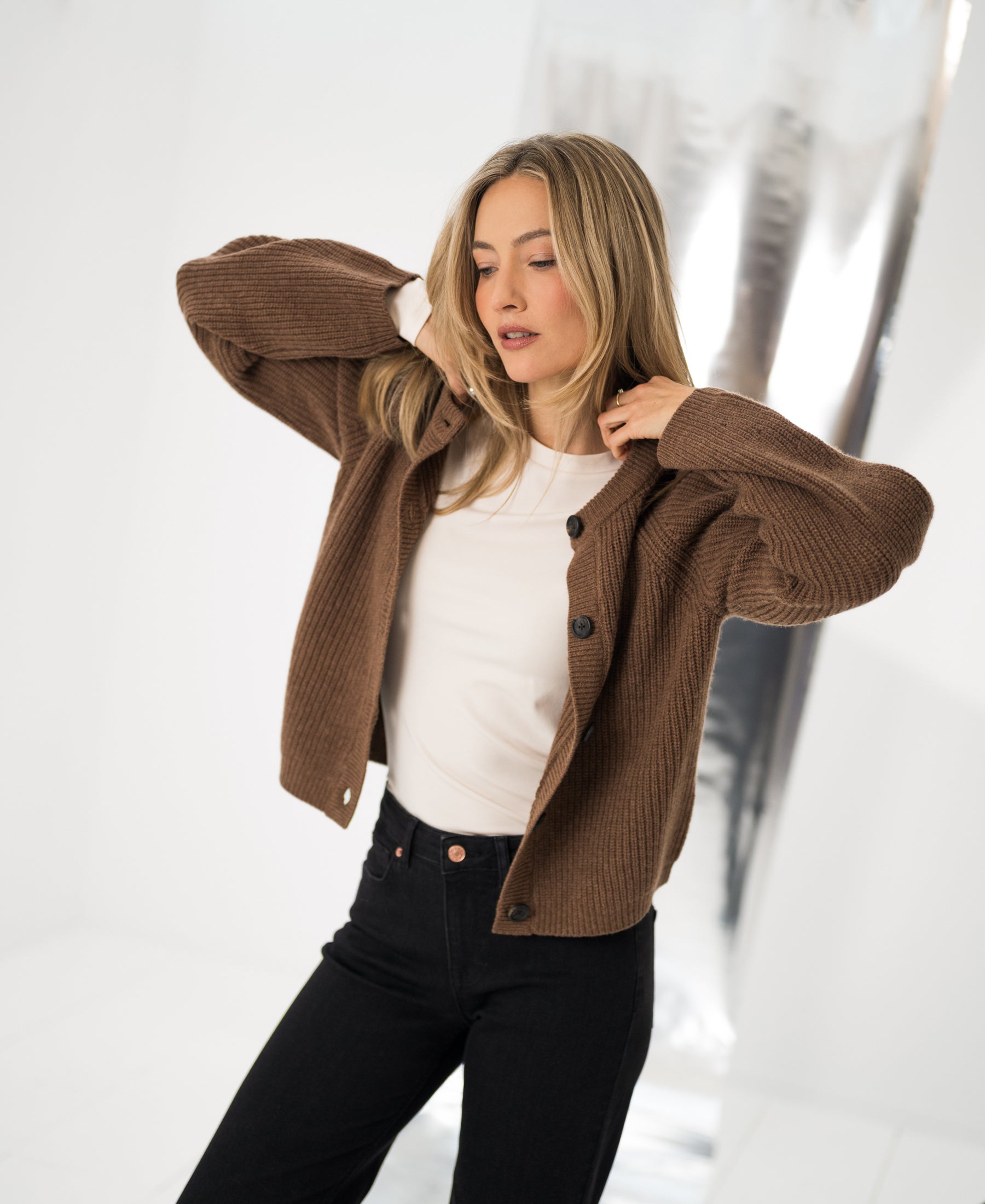 Merino vest LA LYON Tobacco