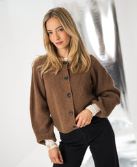 Merino cardigan LA LYON Tobacco