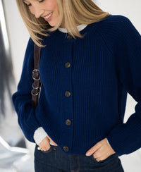 Merino cardigan LA LYON Navy