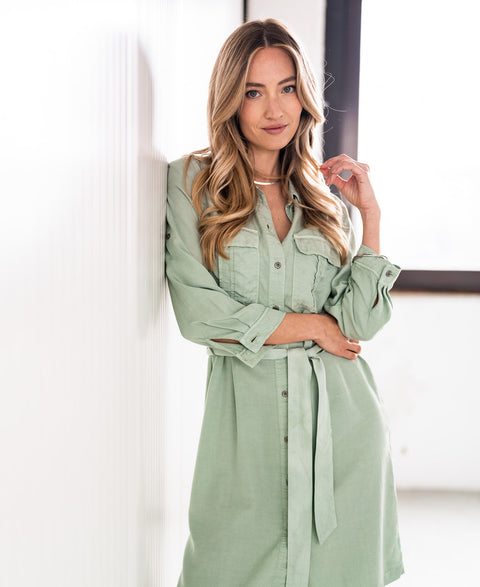 Tencel blouse dress LA CHRIS Soft Green