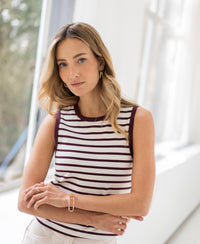 Striped top LA LILY Ivory-wine red